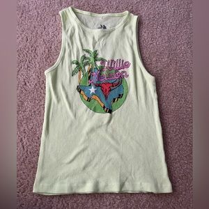 Willie Nelson Tank Top- Texas, palm tree and Cow skull